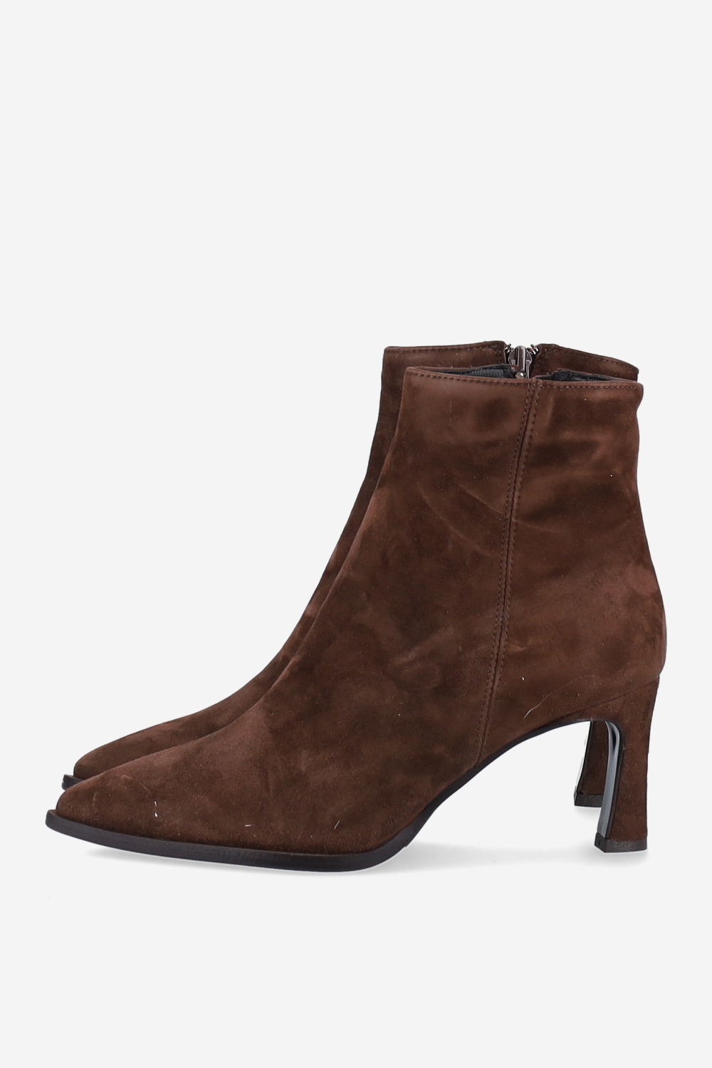 Zipped suede ankle boots