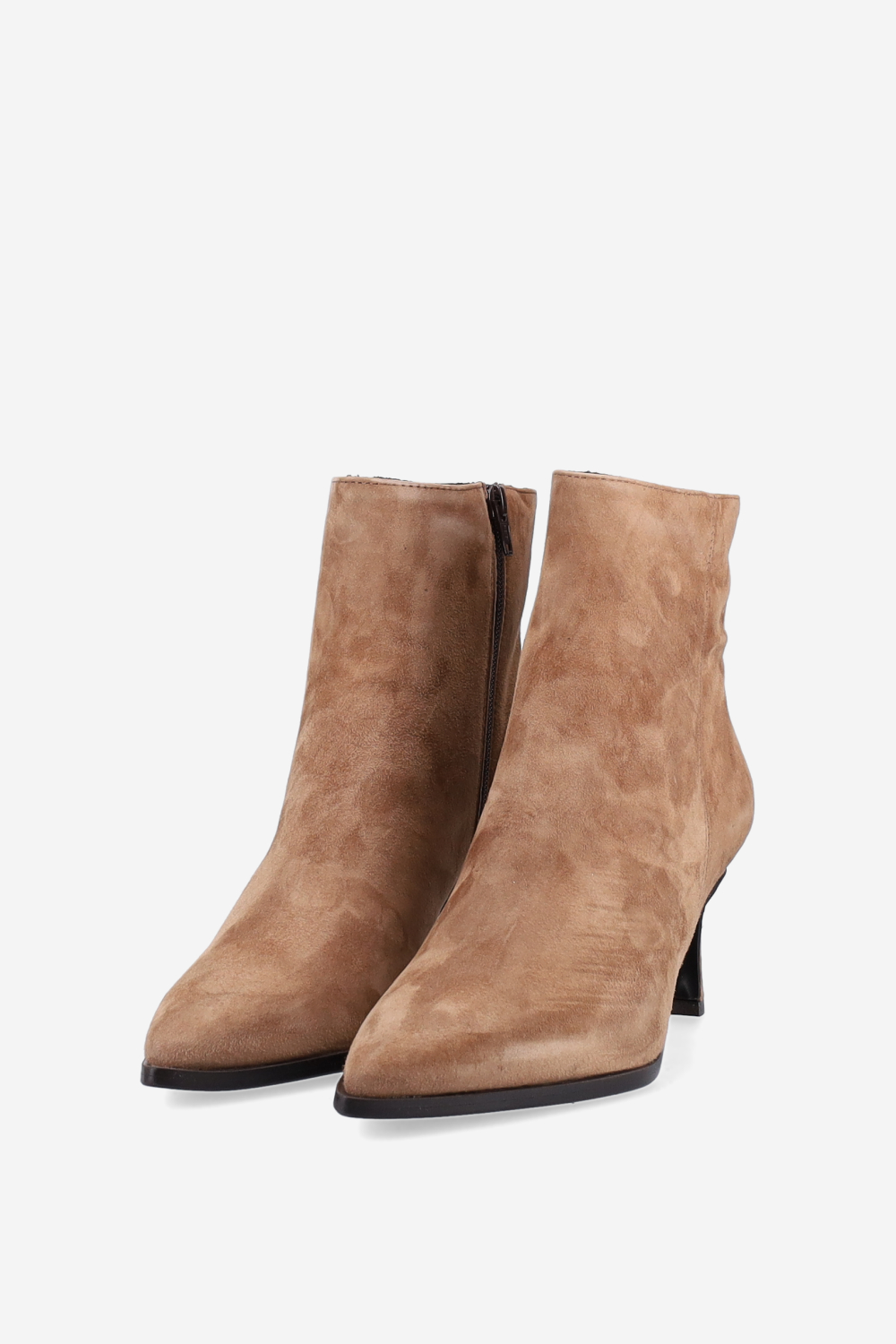 Zipped suede ankle boots