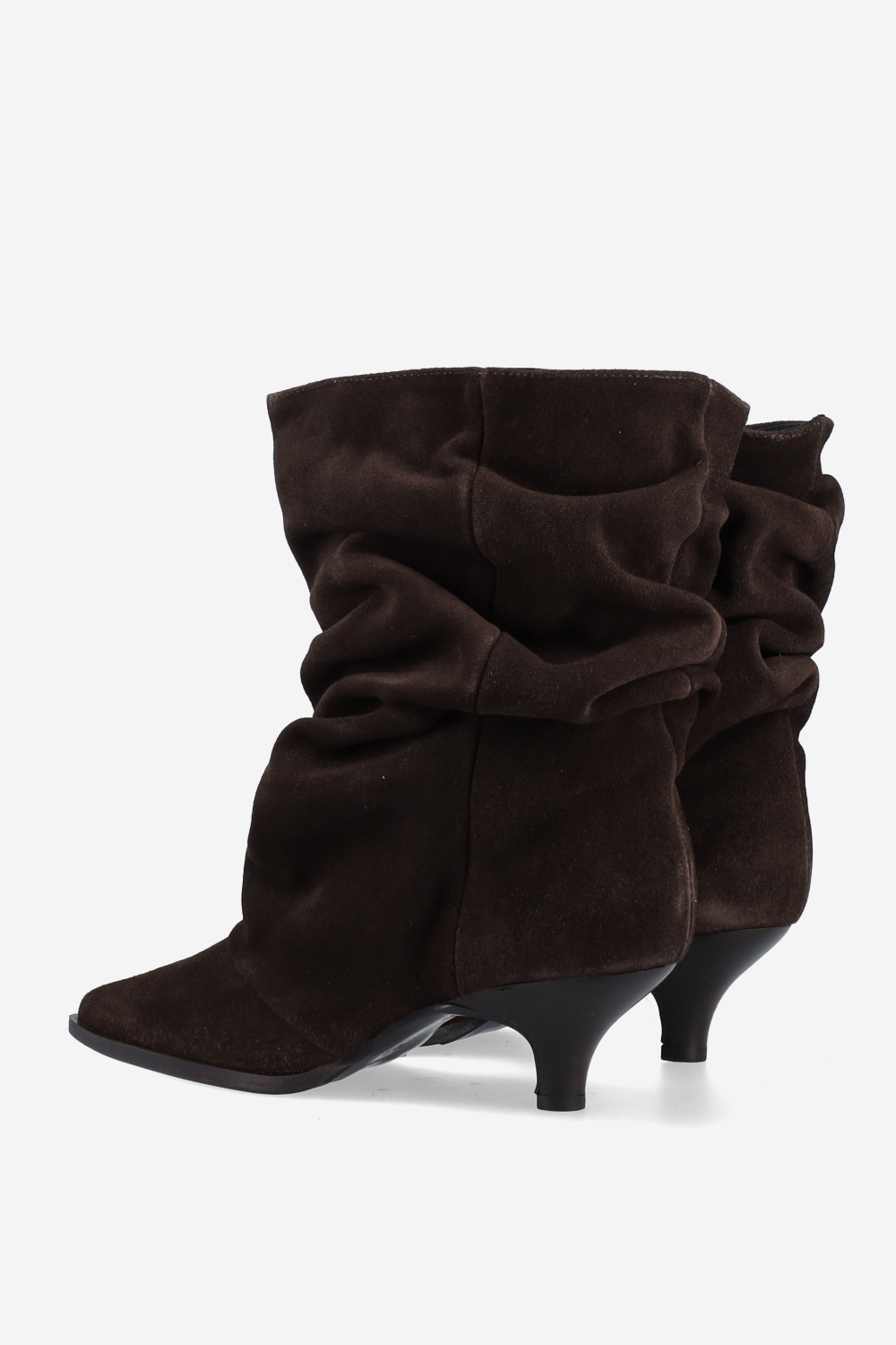 Pointed-toe draped ankle boots