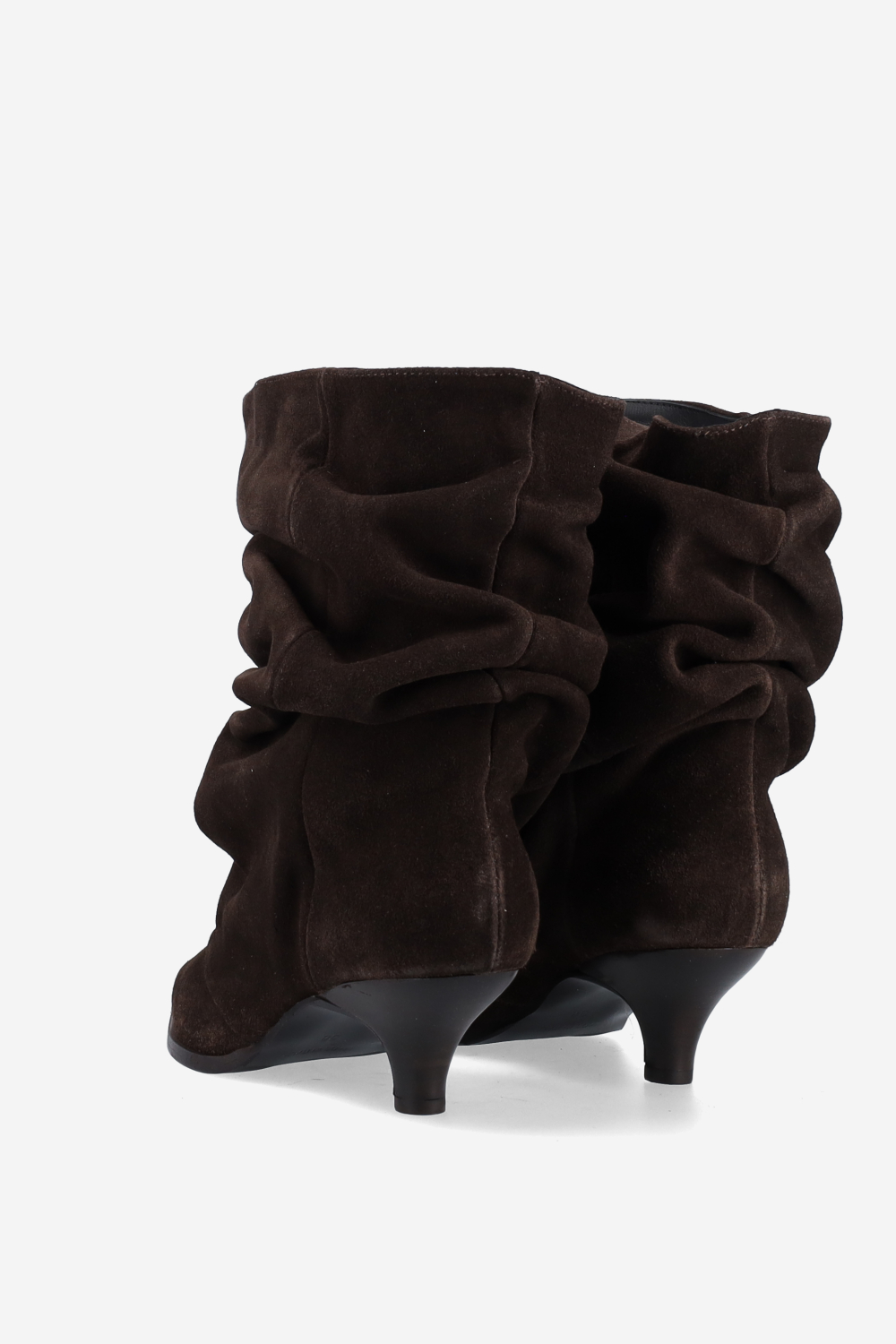 Pointed-toe draped ankle boots