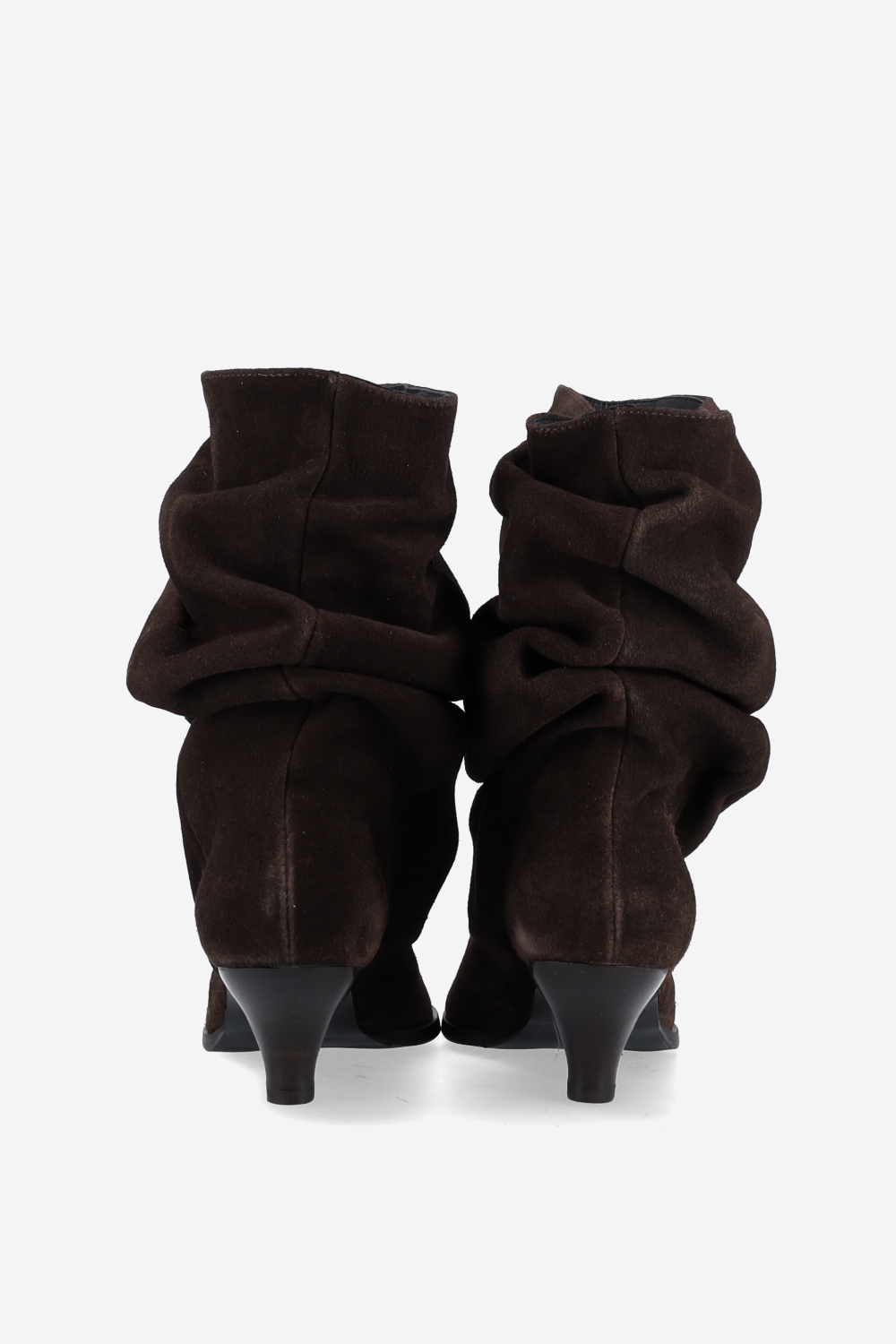 Pointed-toe draped ankle boots