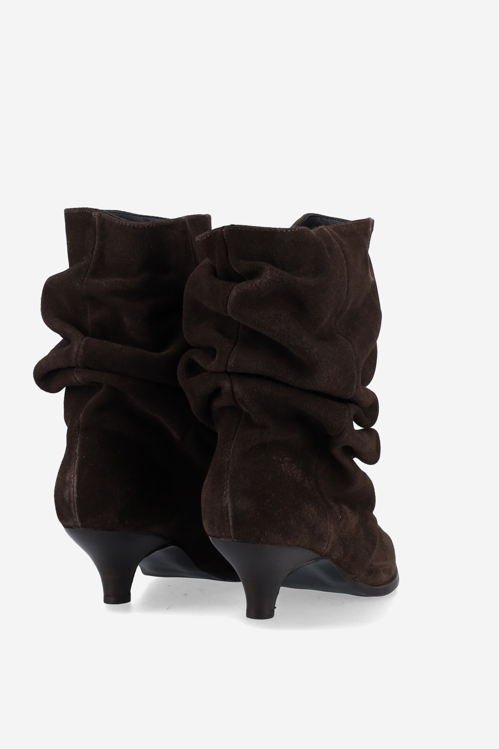 Pointed-toe draped ankle boots