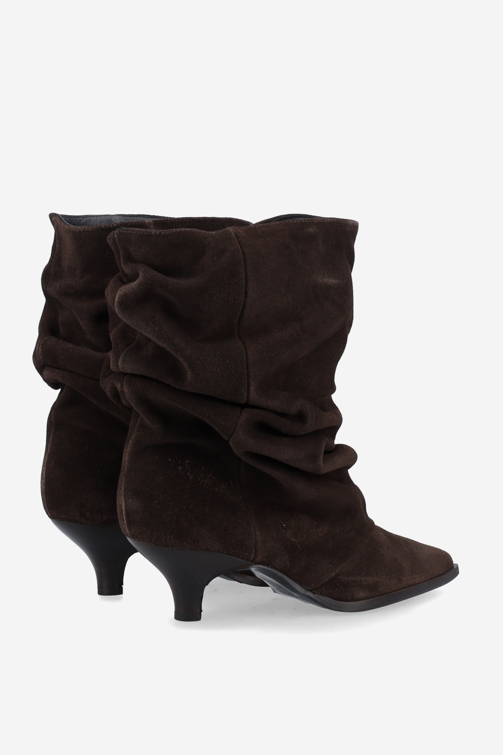 Pointed-toe draped ankle boots
