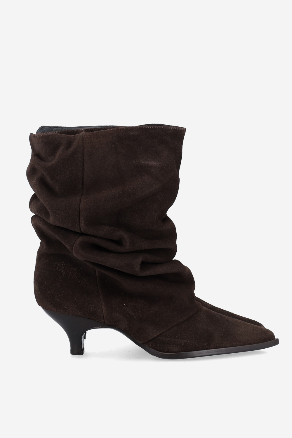 Pointed-toe draped ankle boots