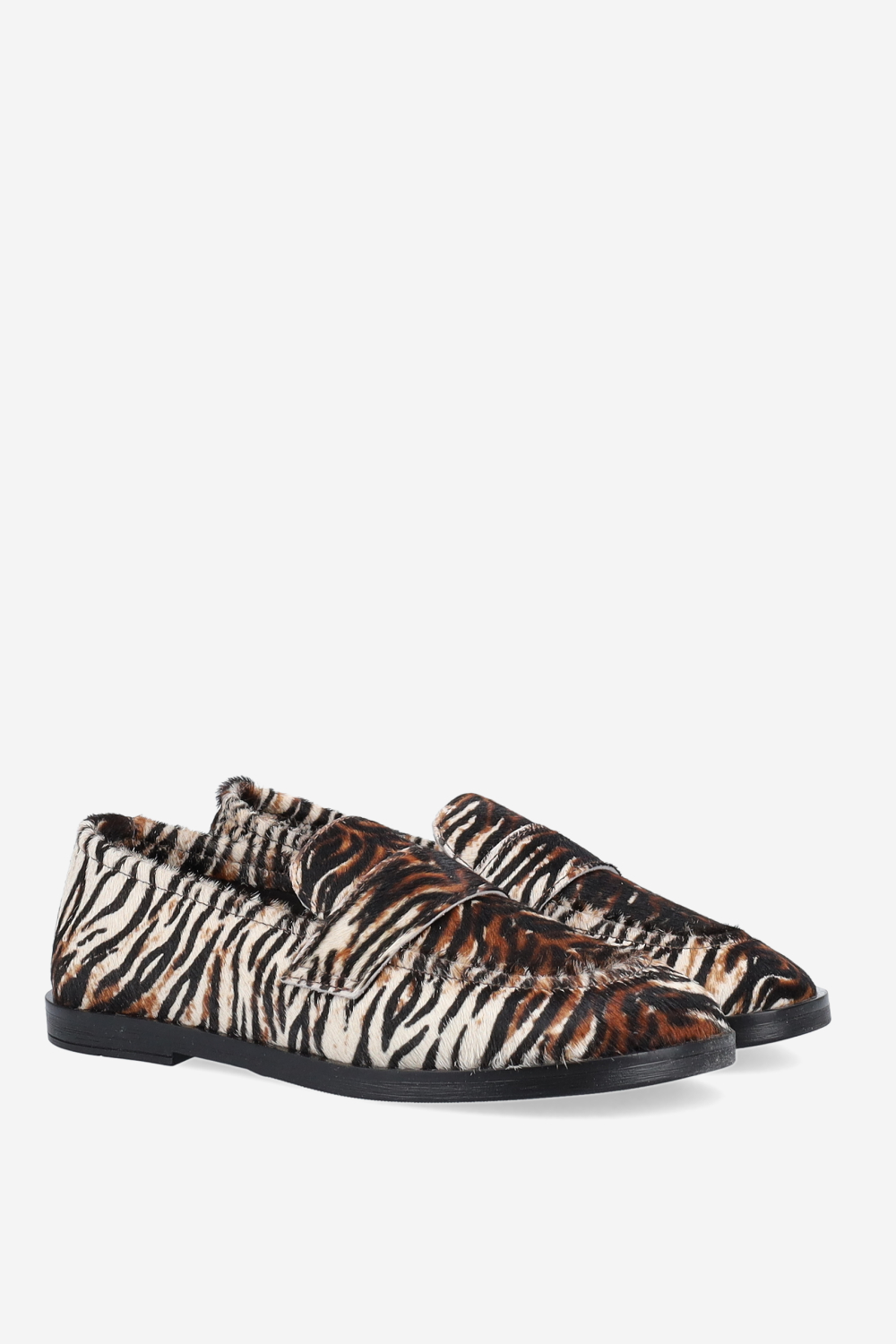 Animal print hairy loafers