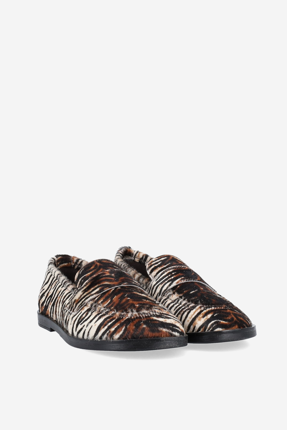 Animal print hairy loafers