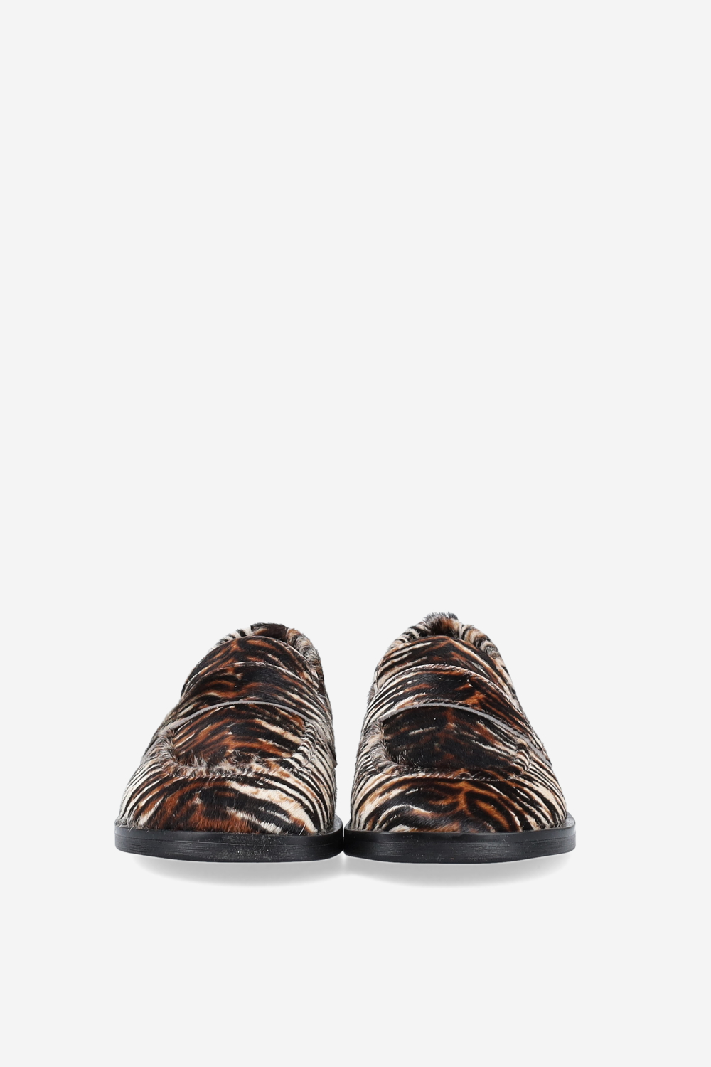 Animal print hairy loafers