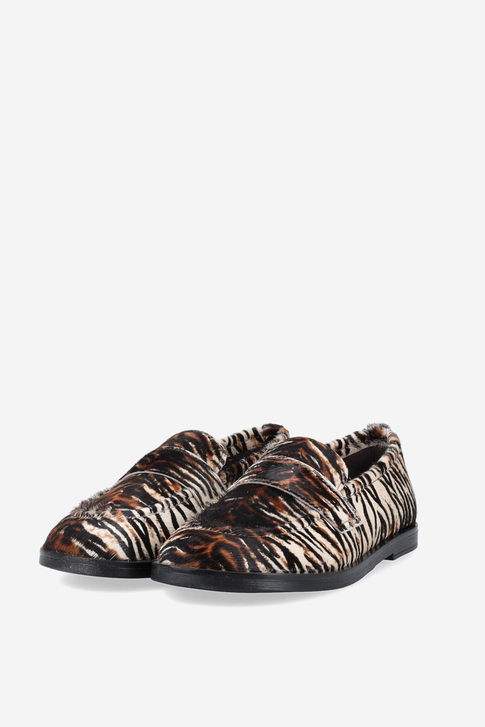 Animal print hairy loafers