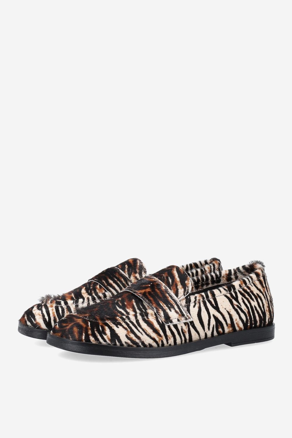 Animal print hairy loafers