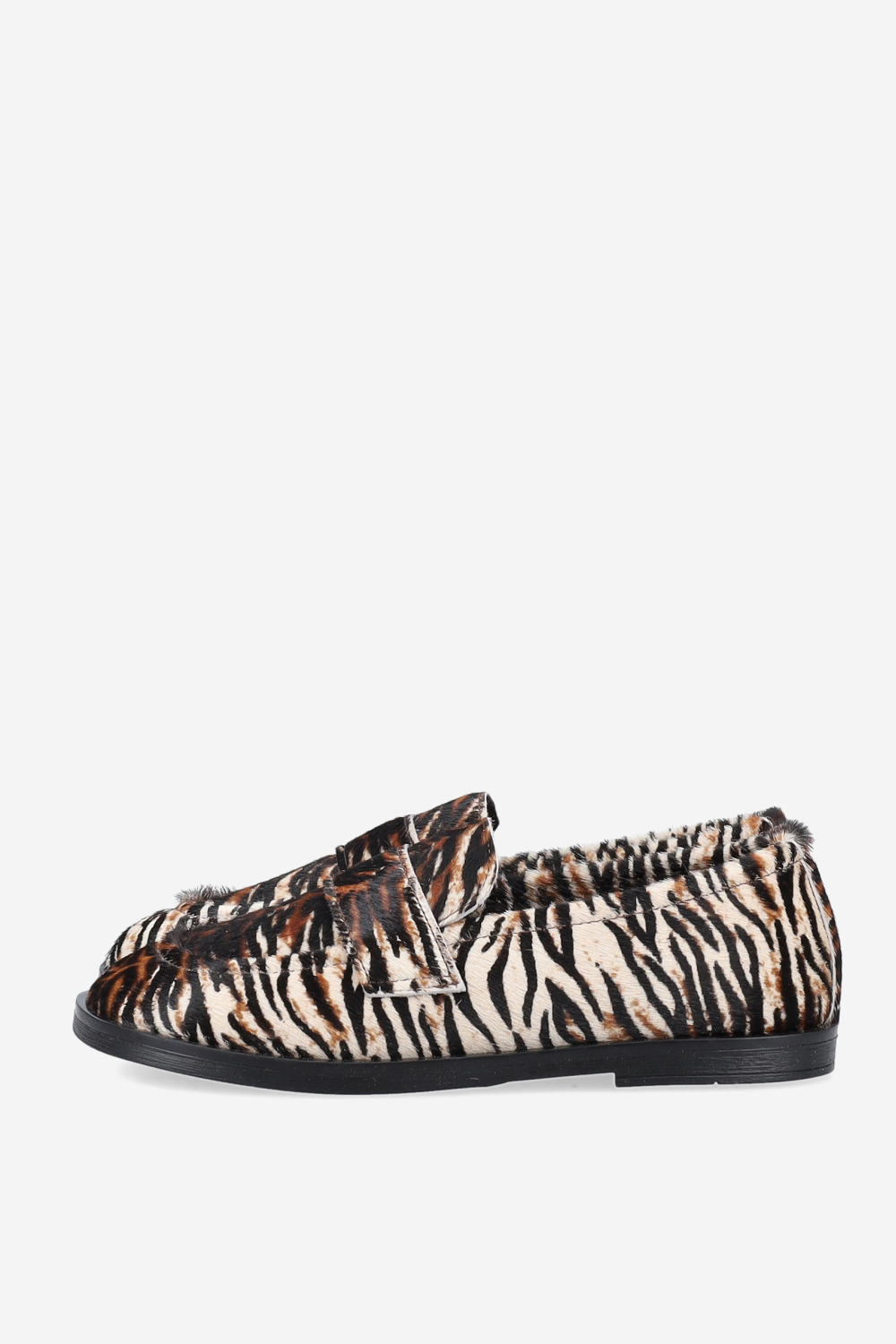 Animal print hairy loafers