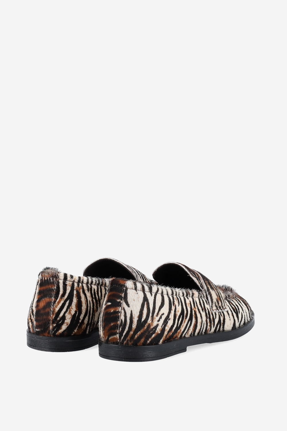 Animal print hairy loafers