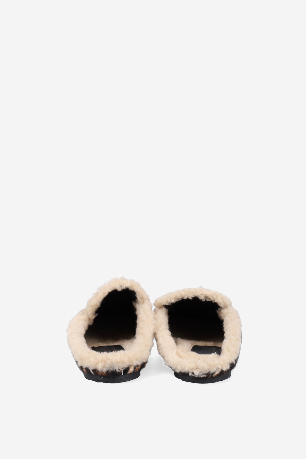 Animal print hairy mules