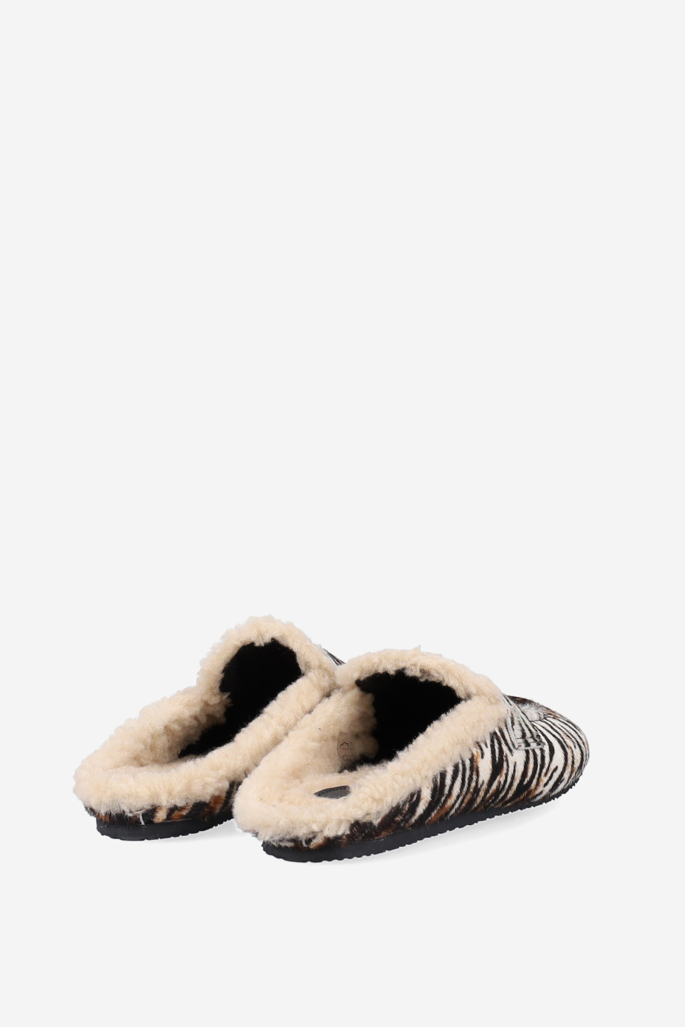 Animal print hairy mules