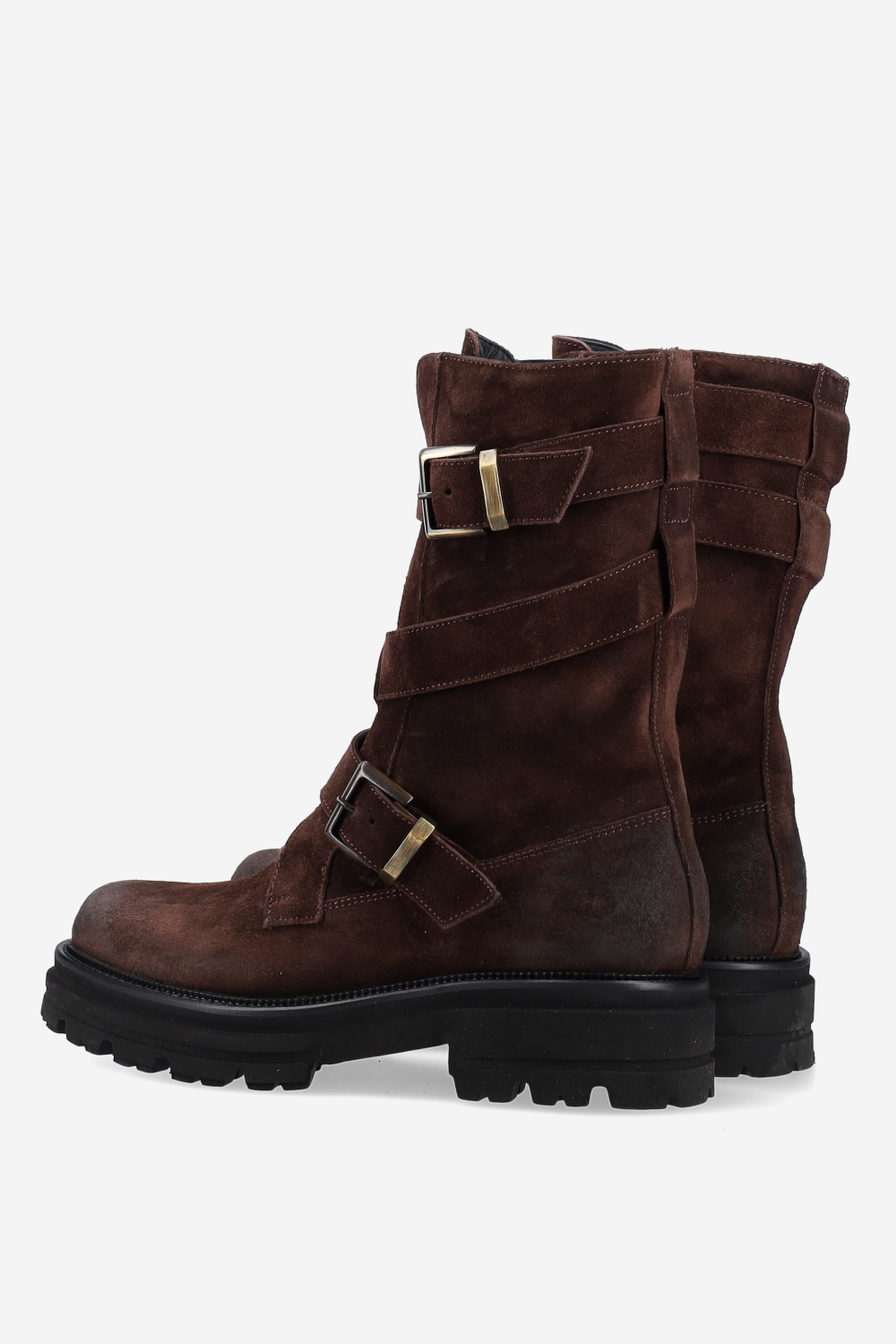 Buckled suede boots