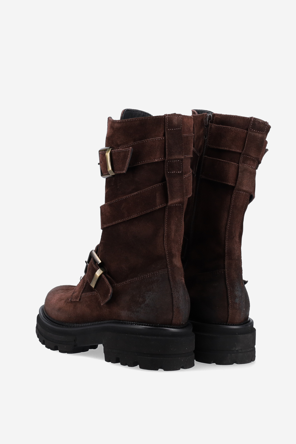 Buckled suede boots