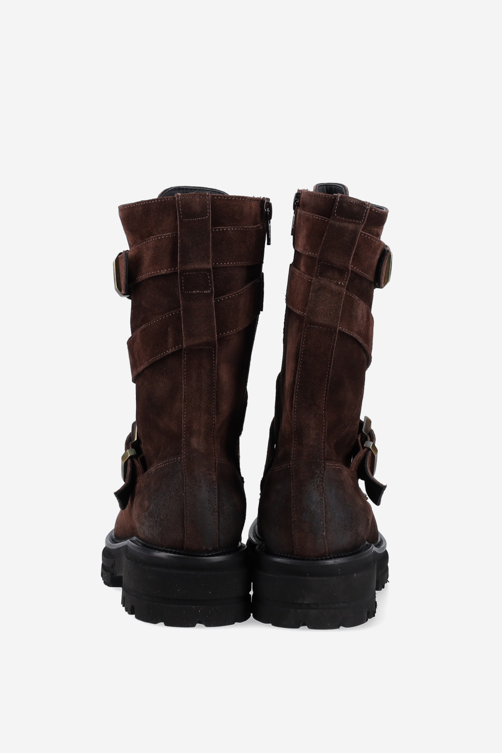 Buckled suede boots