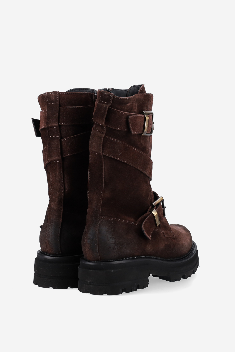 Buckled suede boots