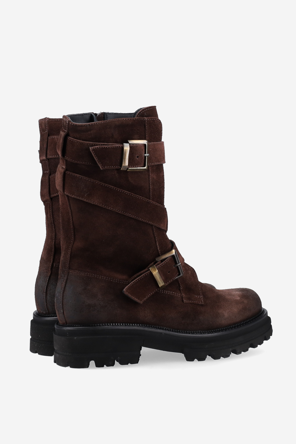 Buckled suede boots