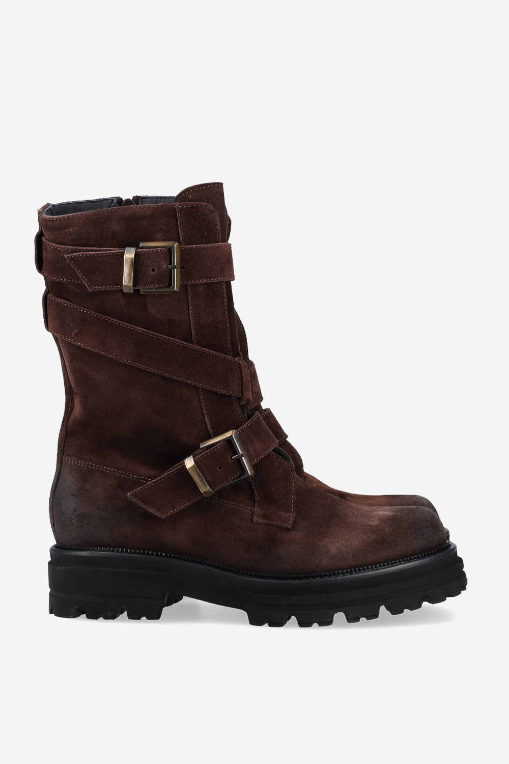 Buckled suede boots