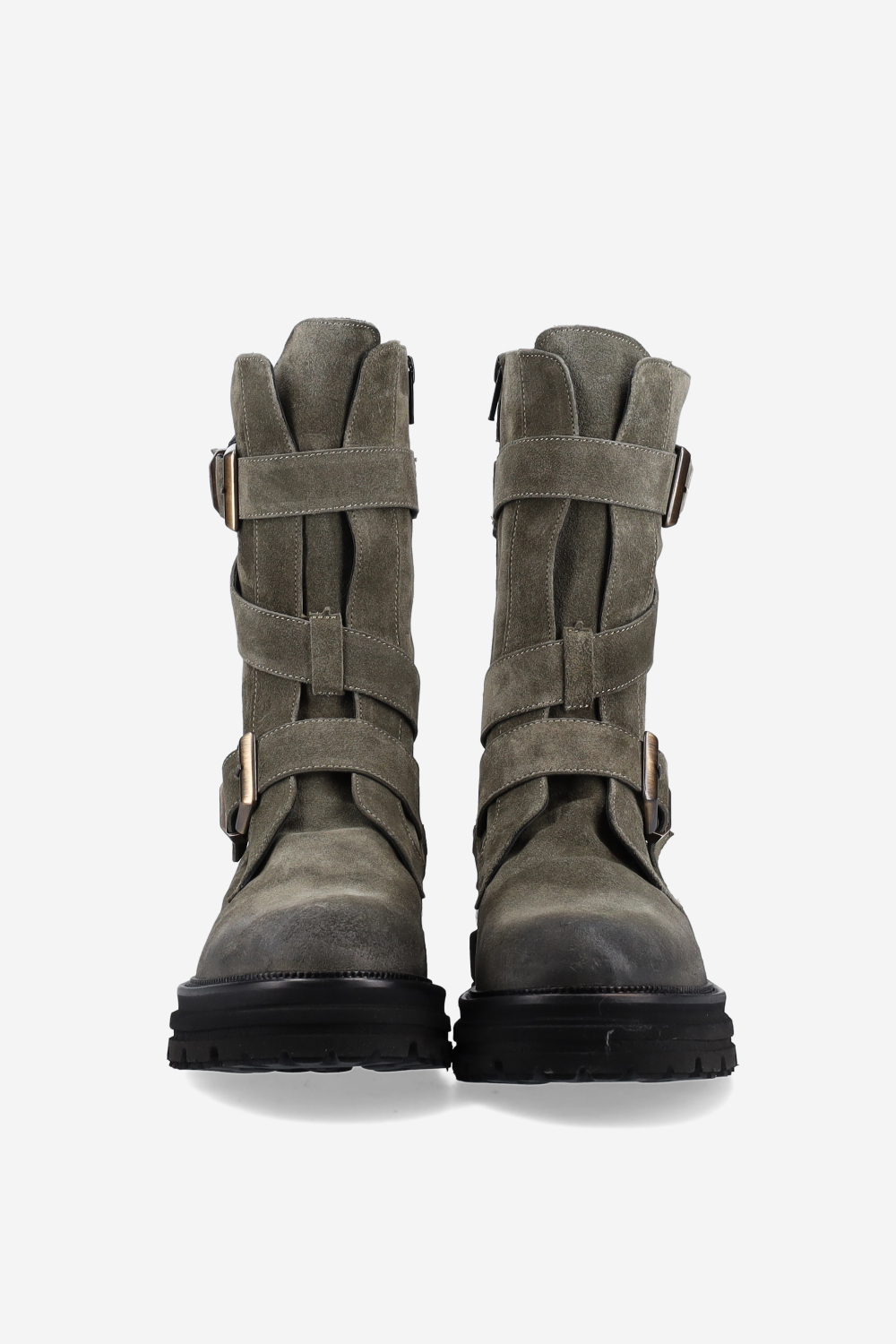 Buckled suede boots