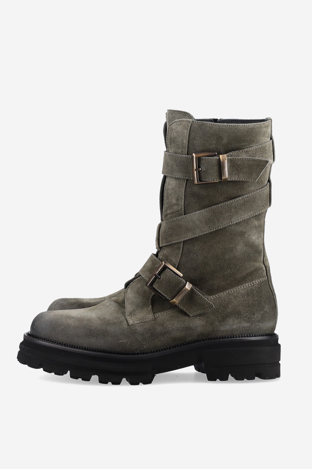 Buckled suede boots