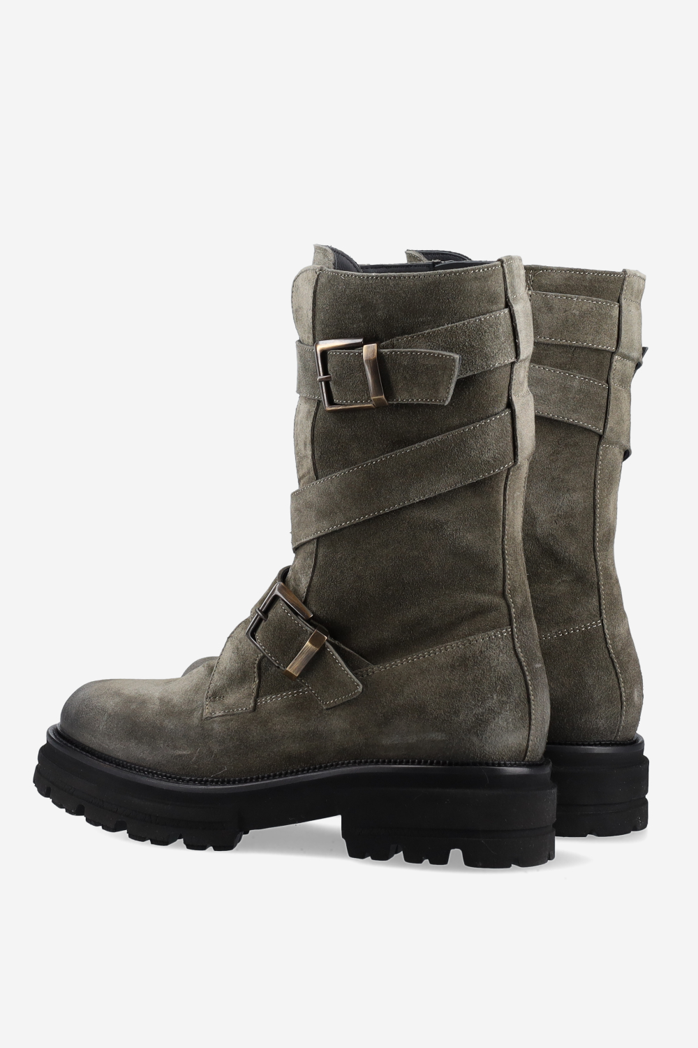 Buckled suede boots
