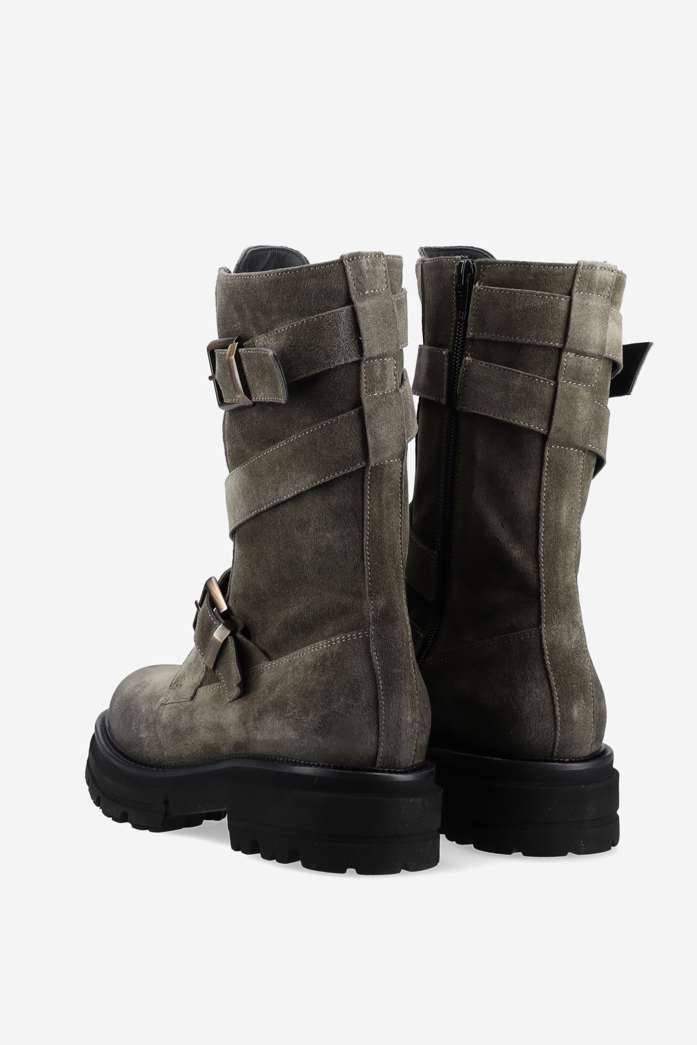 Buckled suede boots
