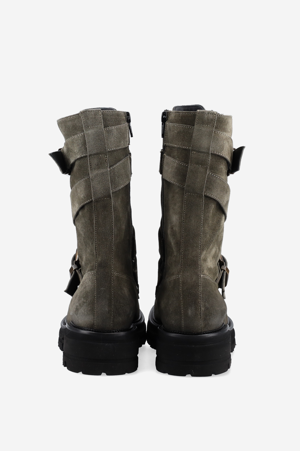 Buckled suede boots