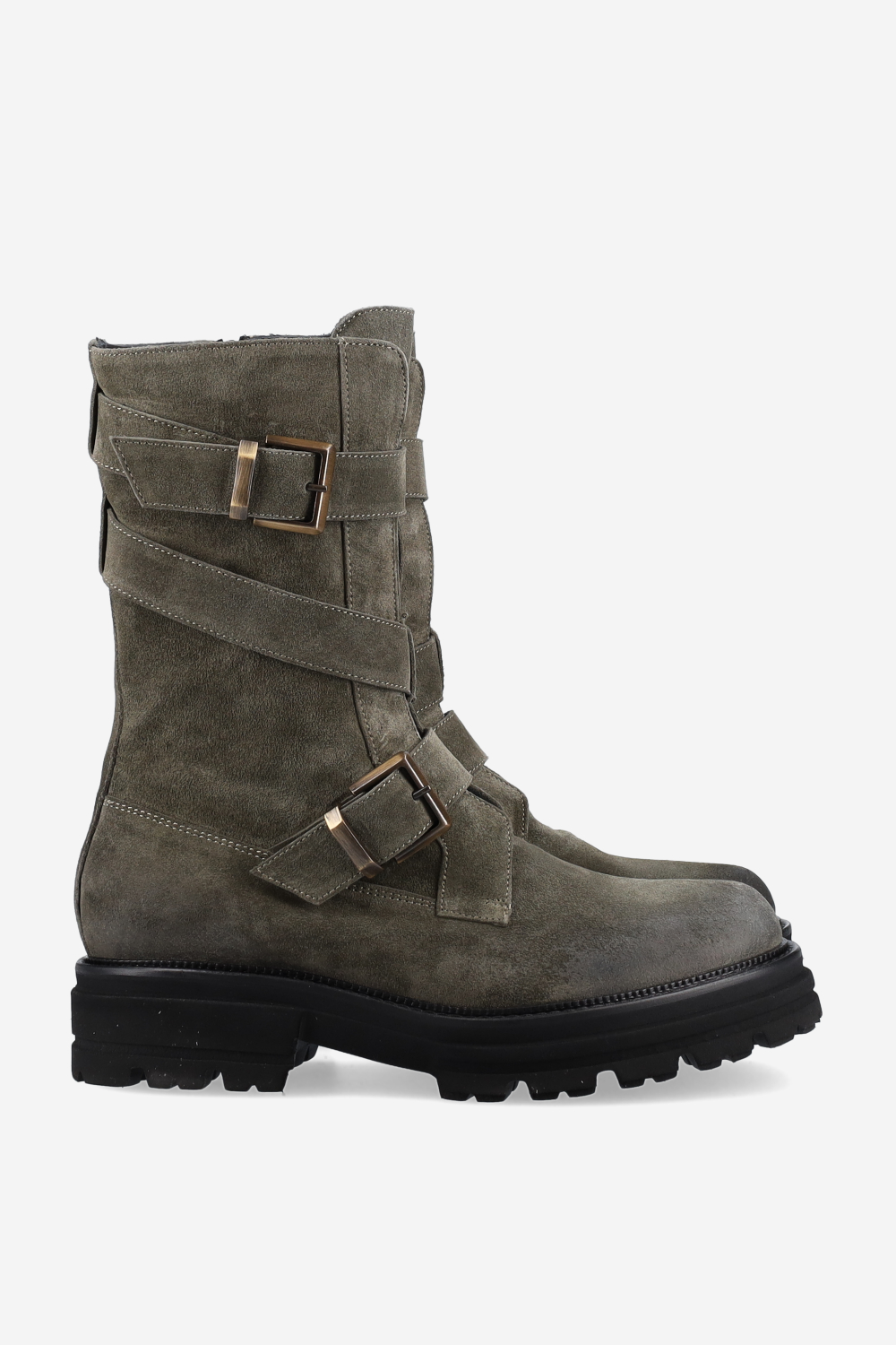 Buckled suede boots