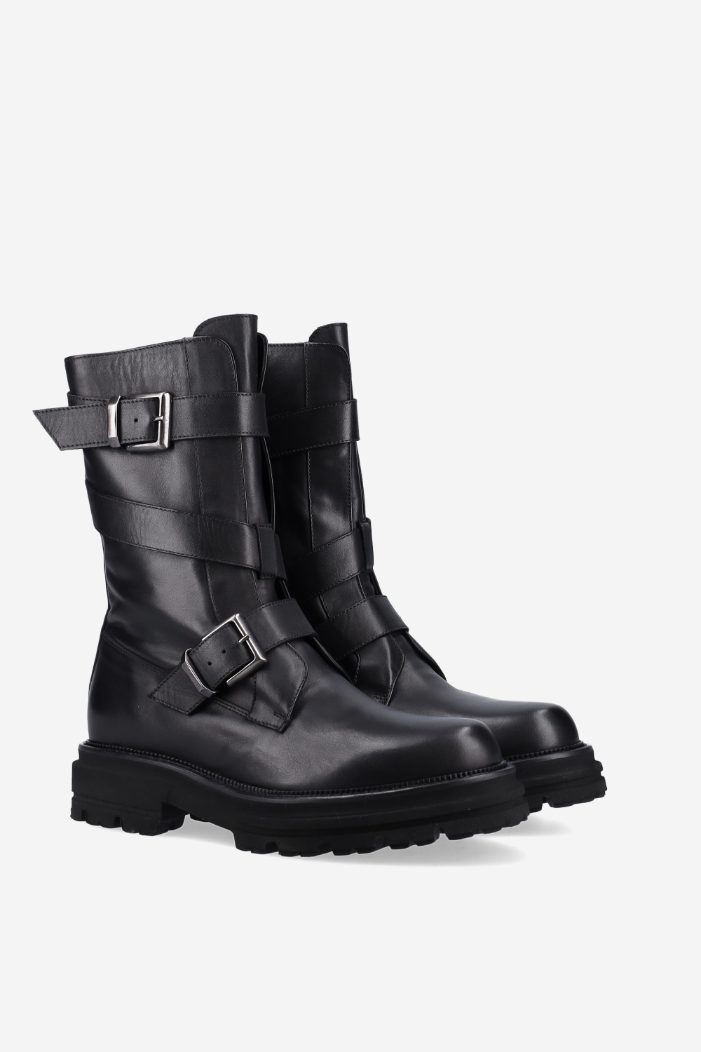 Buckled leather boots