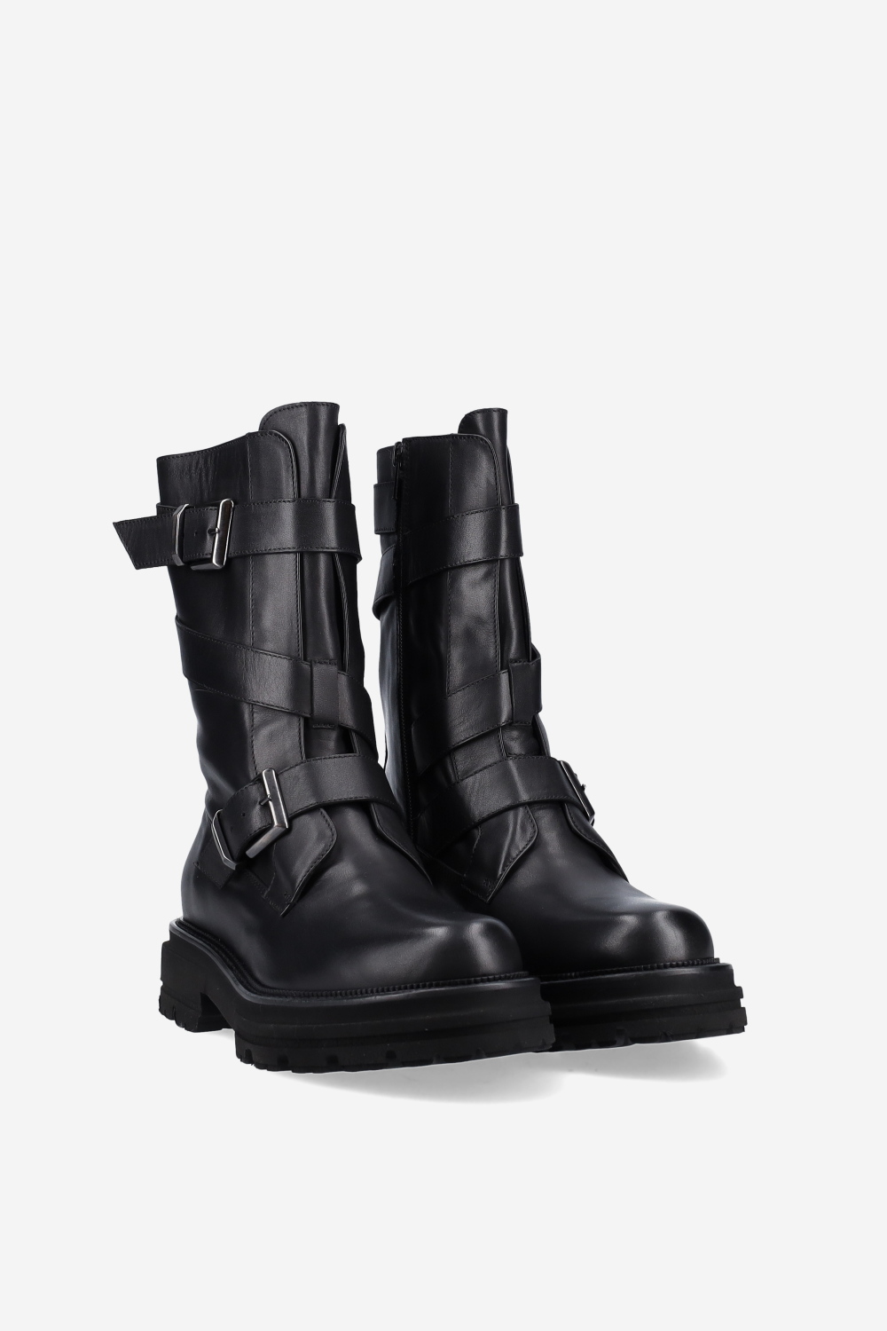 Buckled leather boots