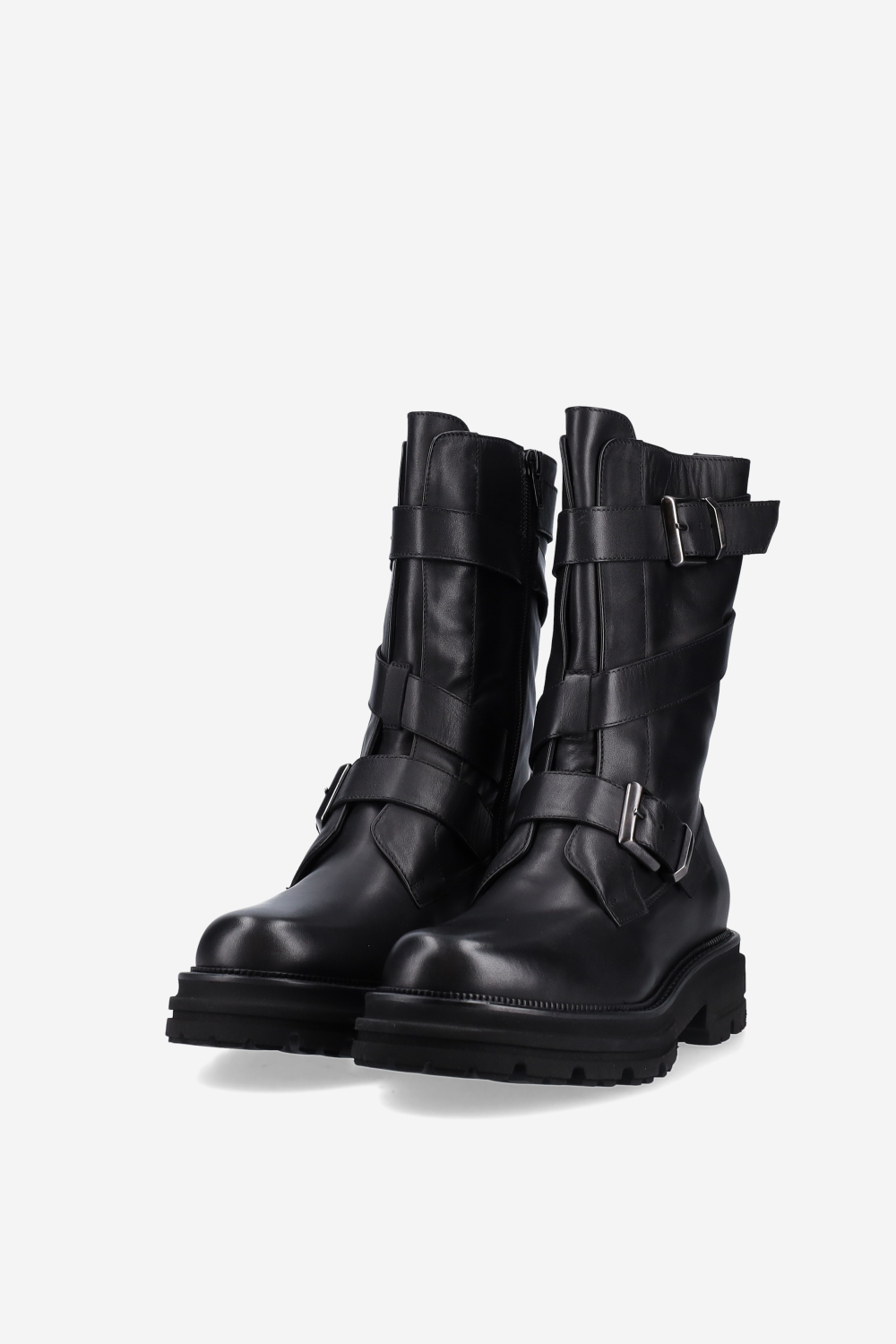 Buckled leather boots