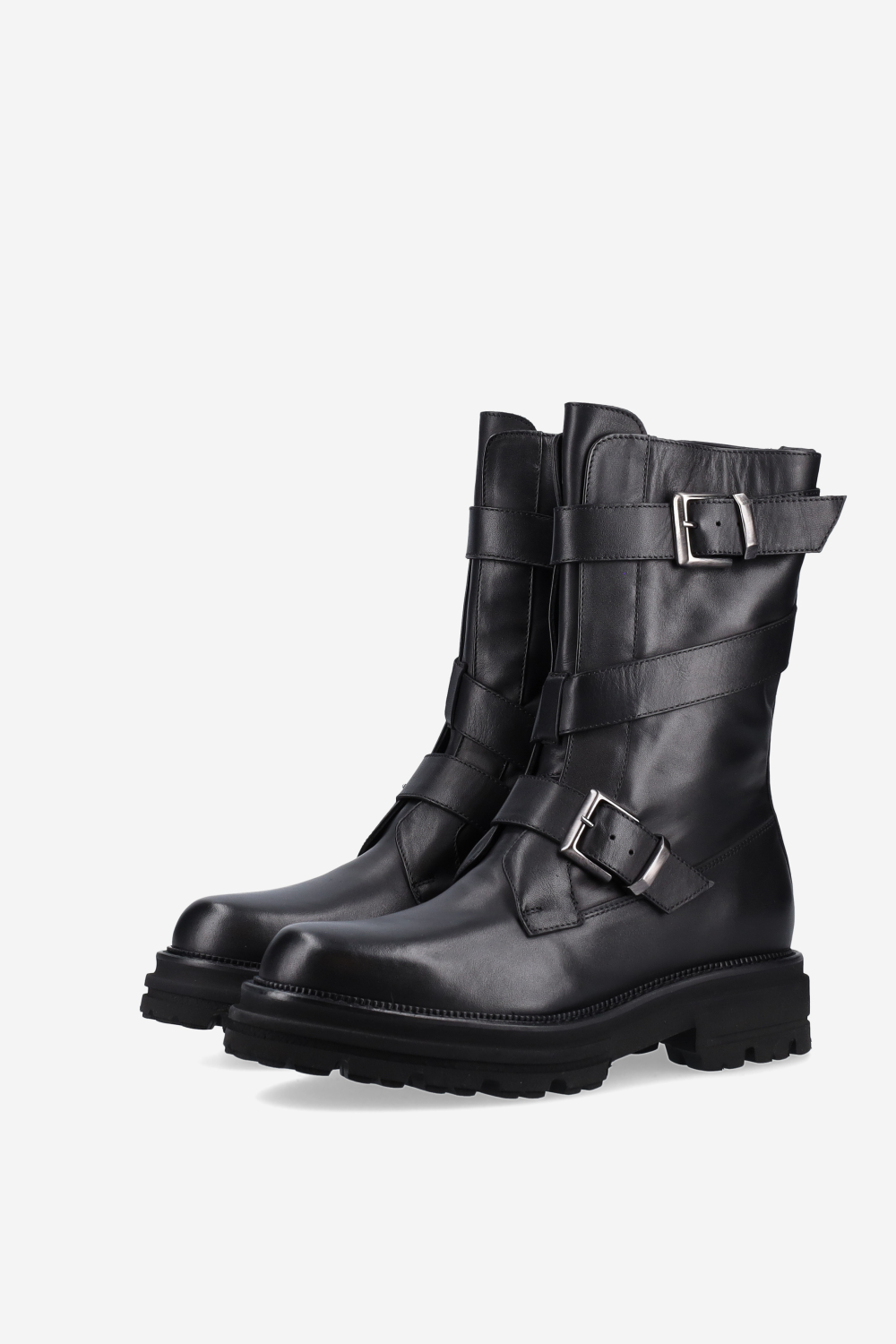 Buckled leather boots