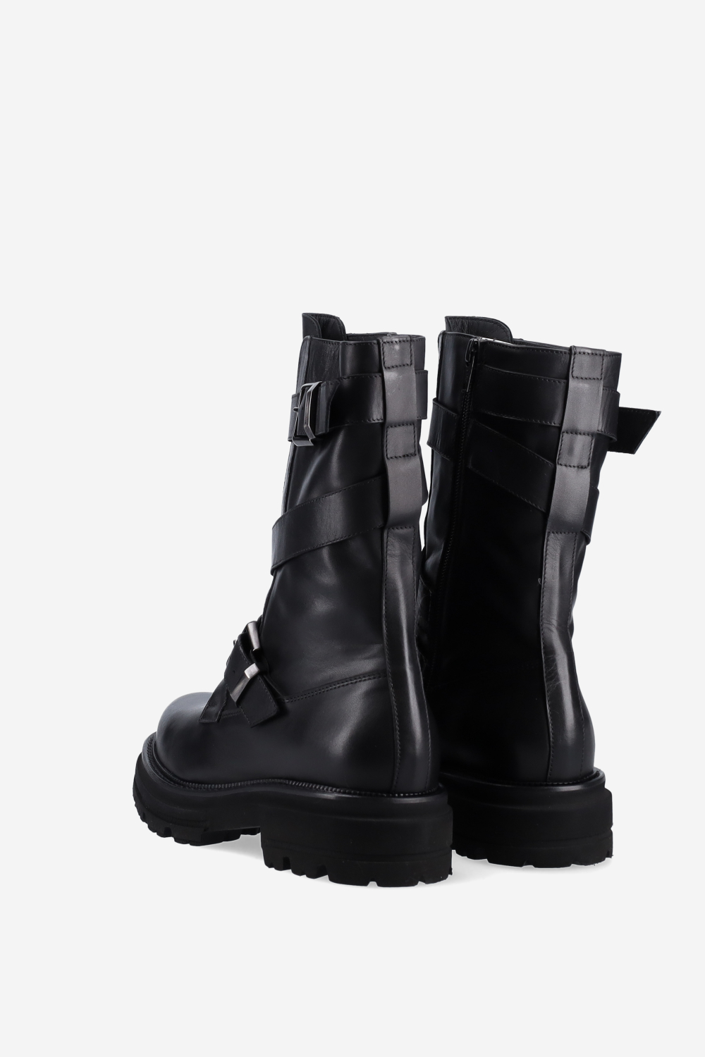 Buckled leather boots