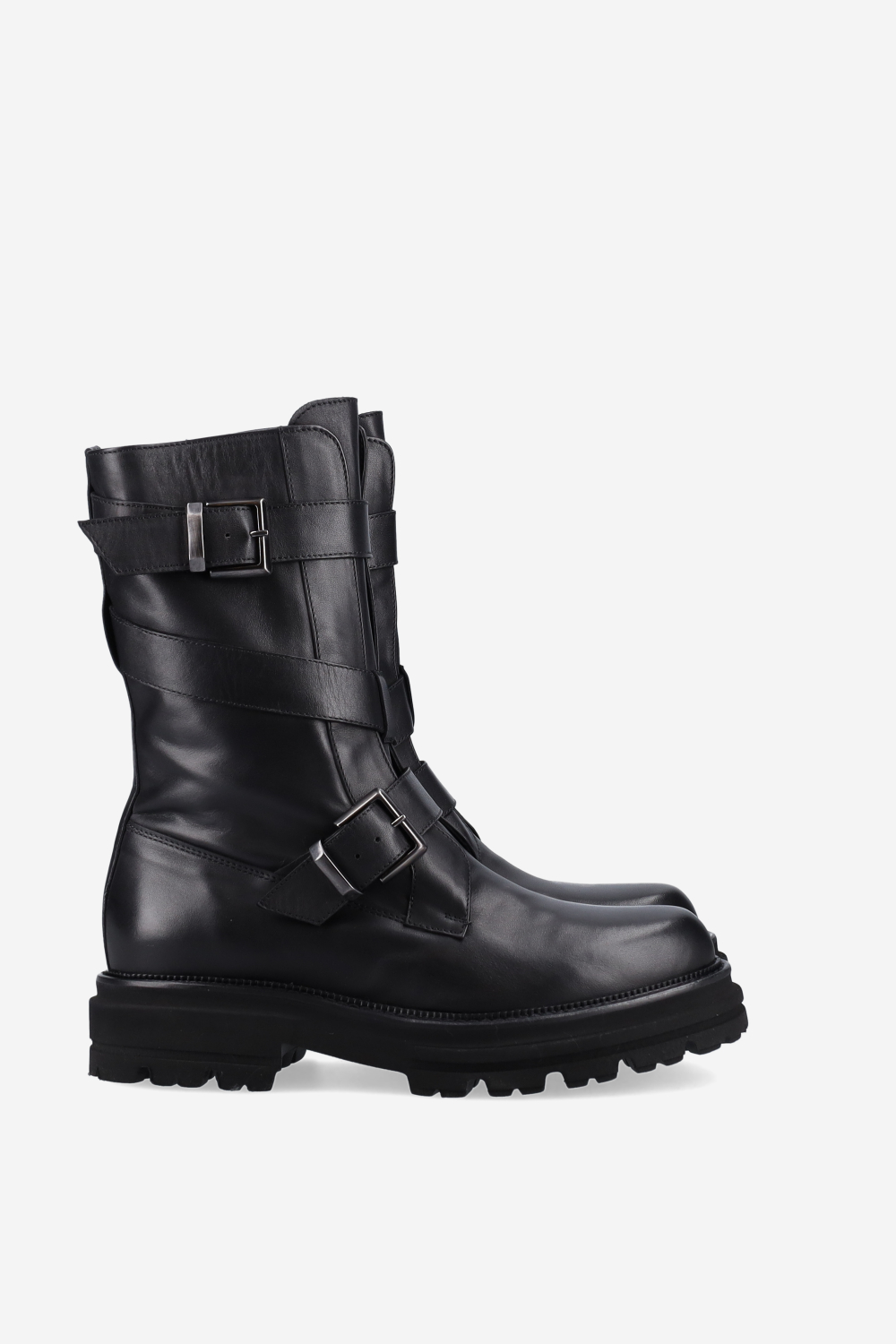 Buckled leather boots