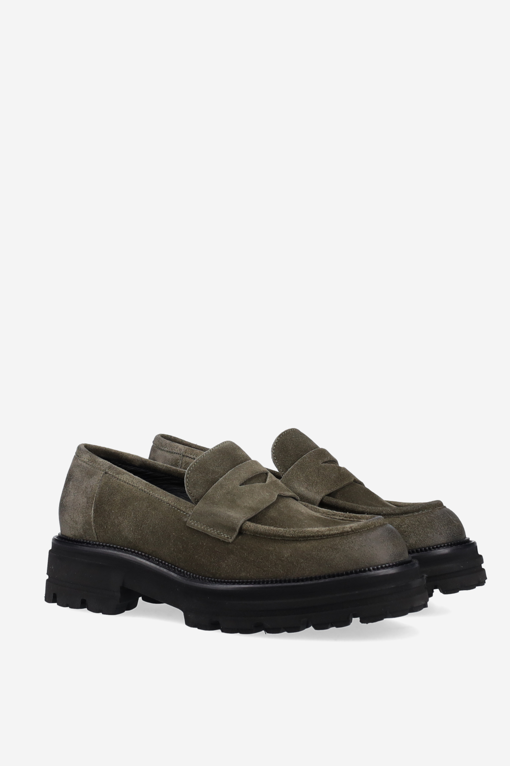 Suede platform loafers