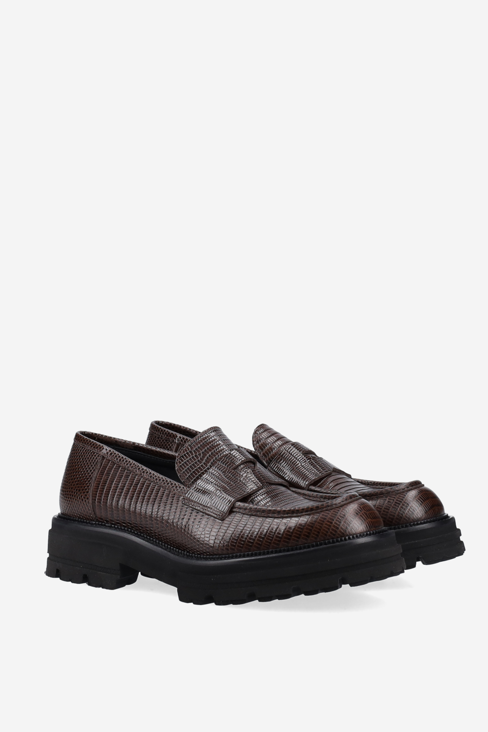 Croco platform leather loafers