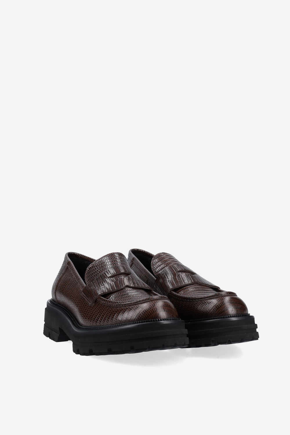 Croco platform leather loafers