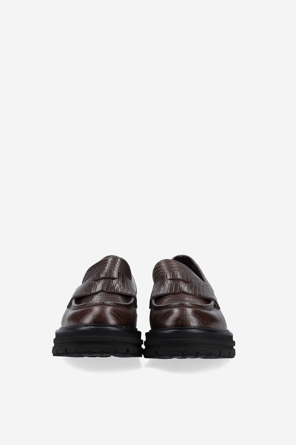 Croco platform leather loafers