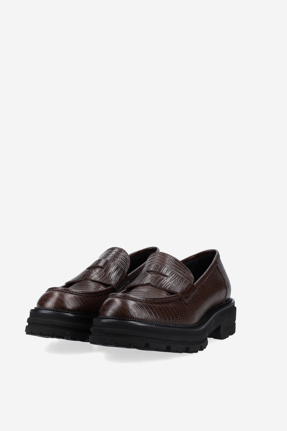 Croco platform leather loafers