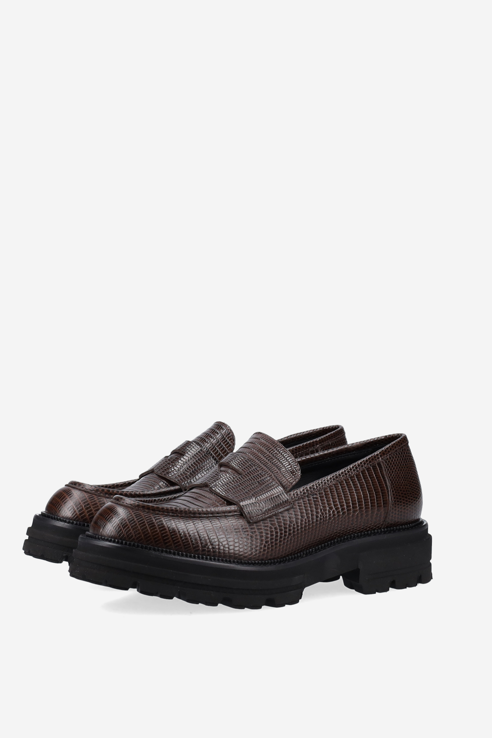 Croco platform leather loafers