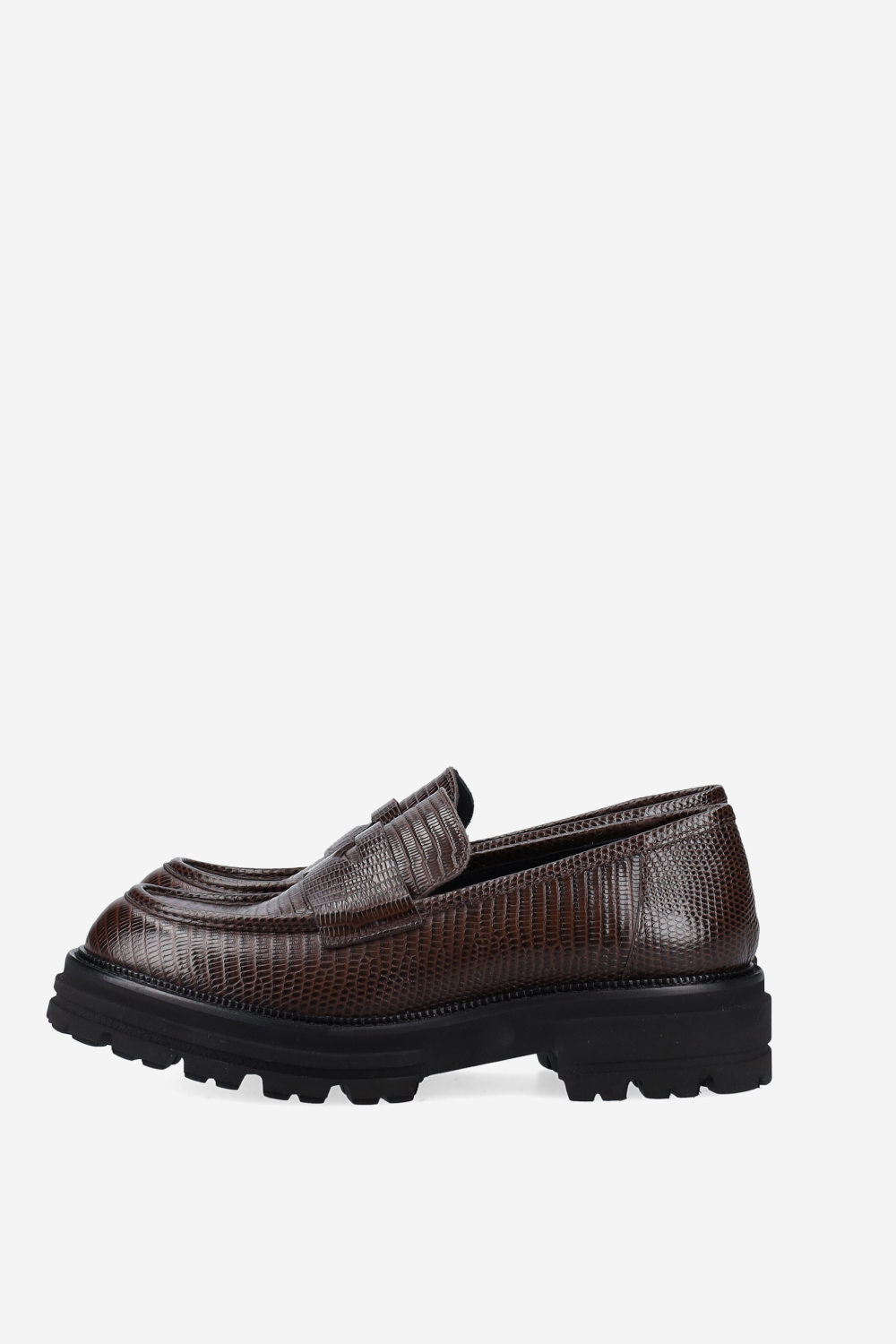 Croco platform leather loafers