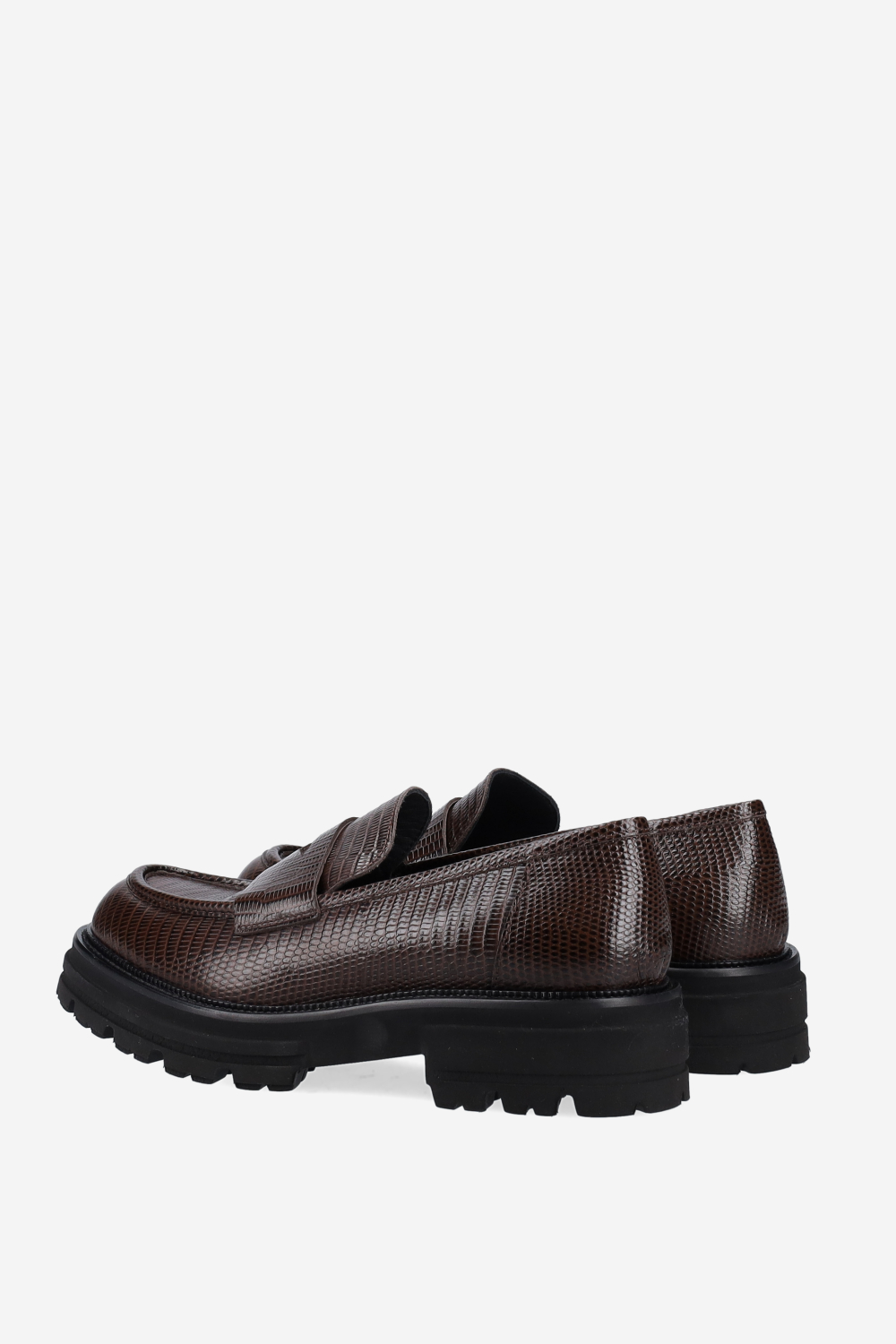 Croco platform leather loafers