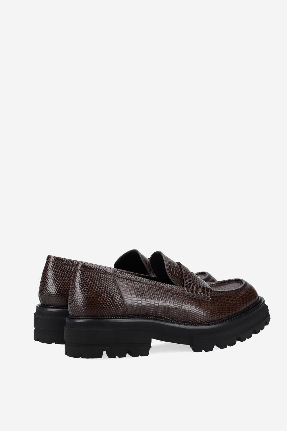Croco platform leather loafers