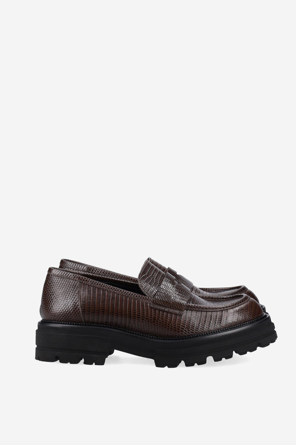 Croco platform leather loafers
