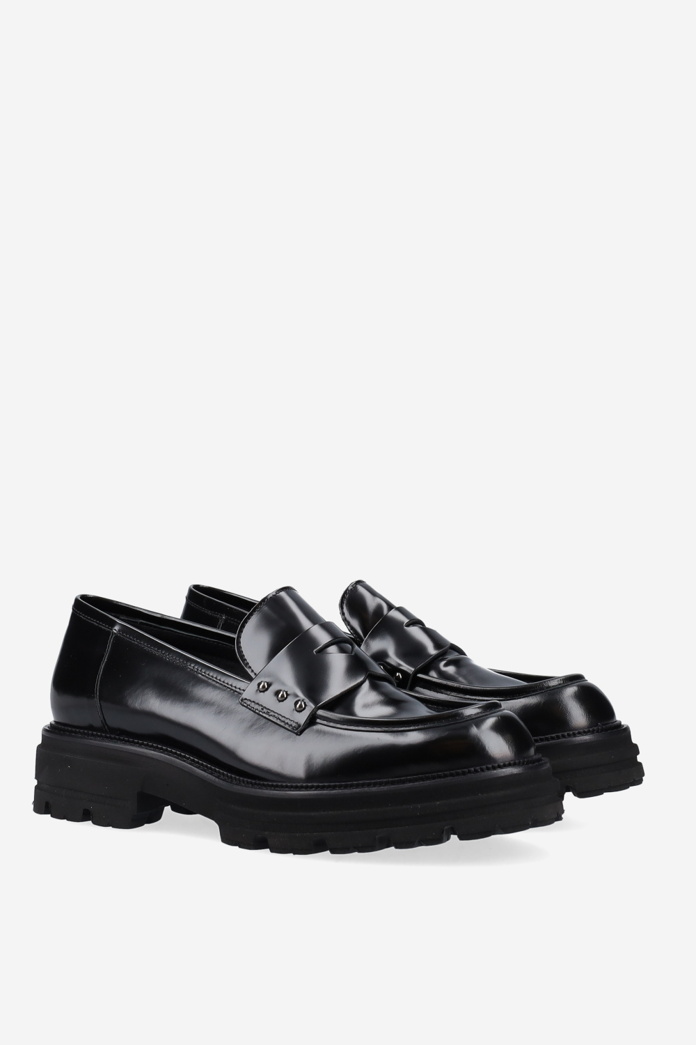 Studded leather loafers