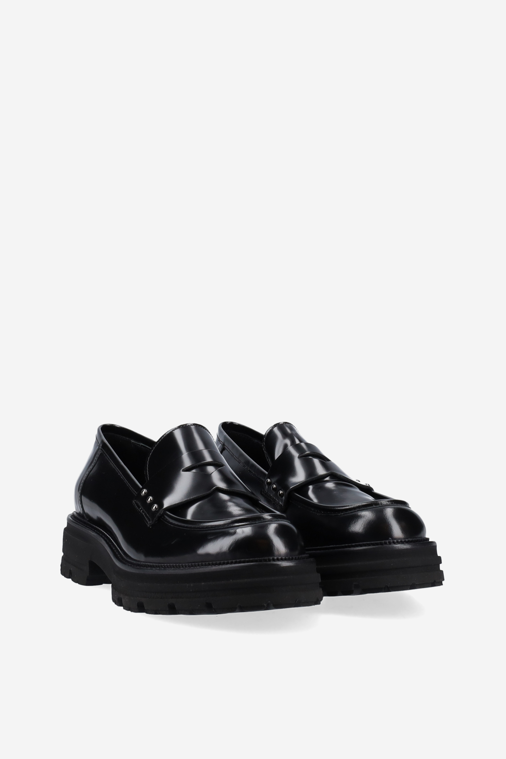 Studded leather loafers
