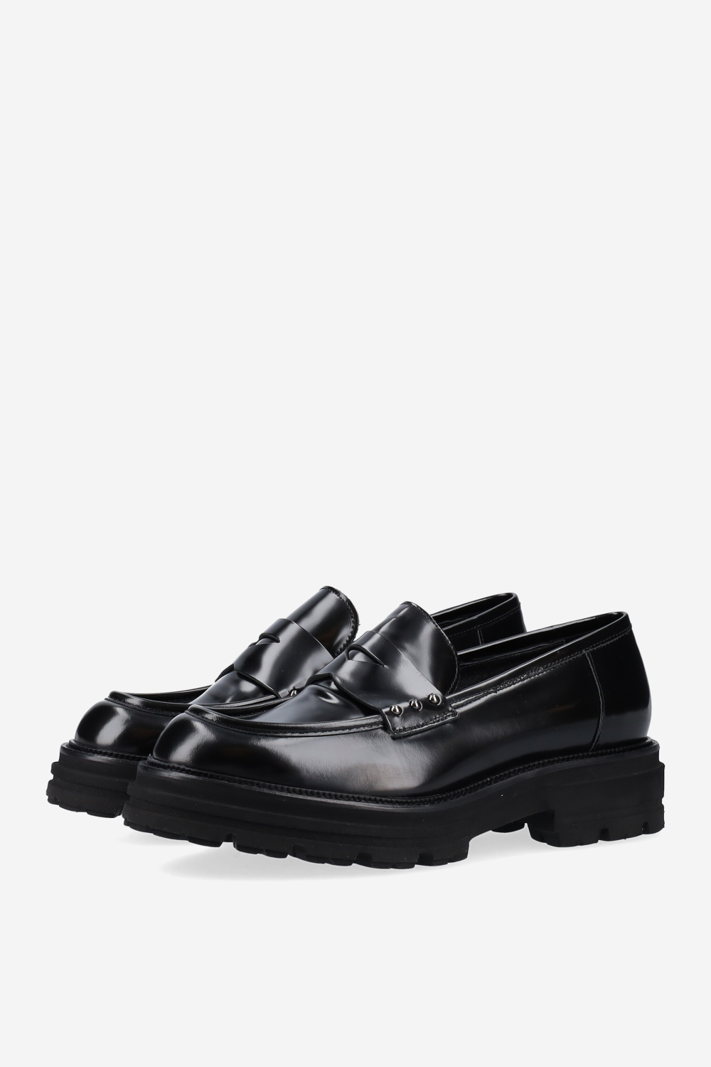 Studded leather loafers
