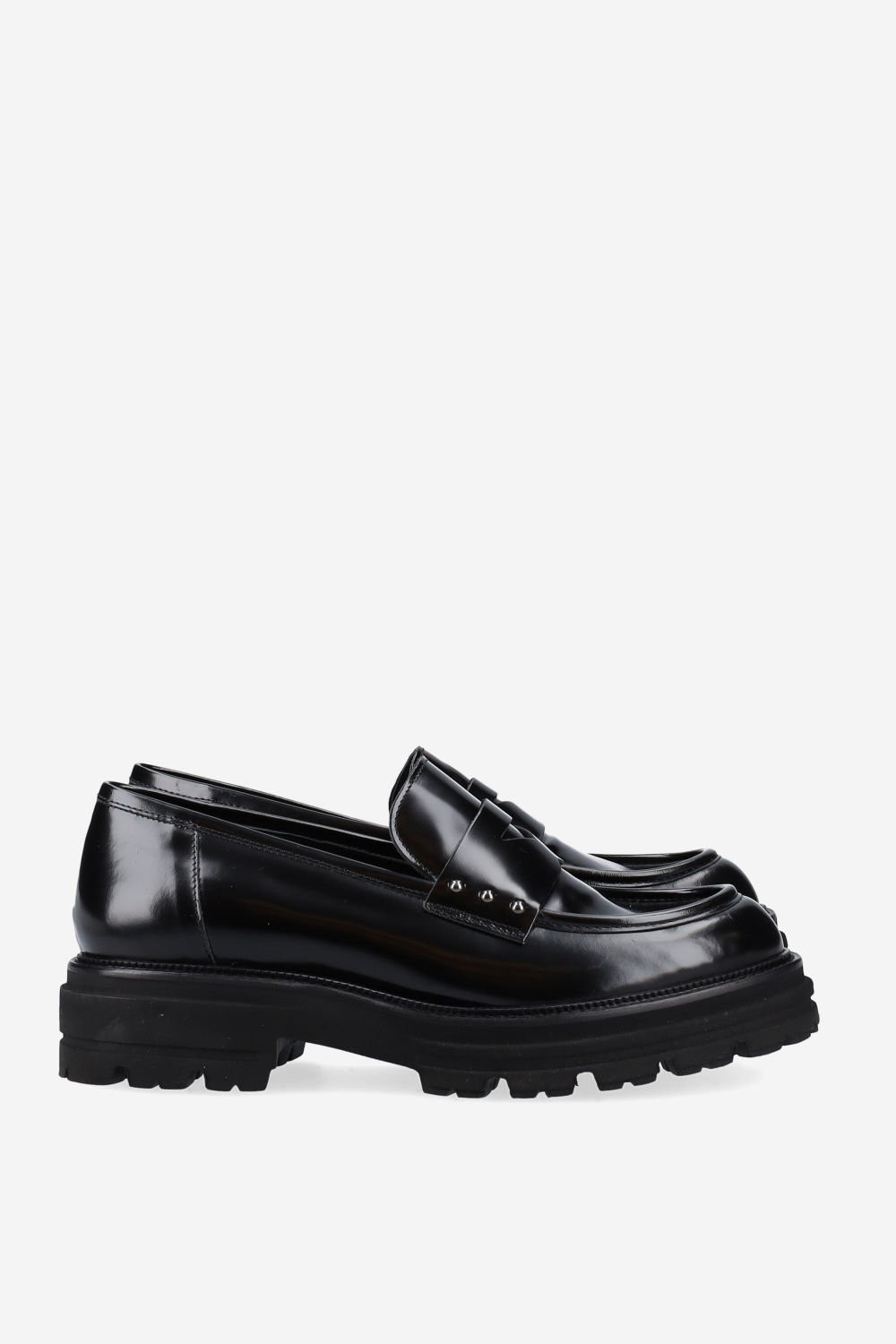 Studded leather loafers