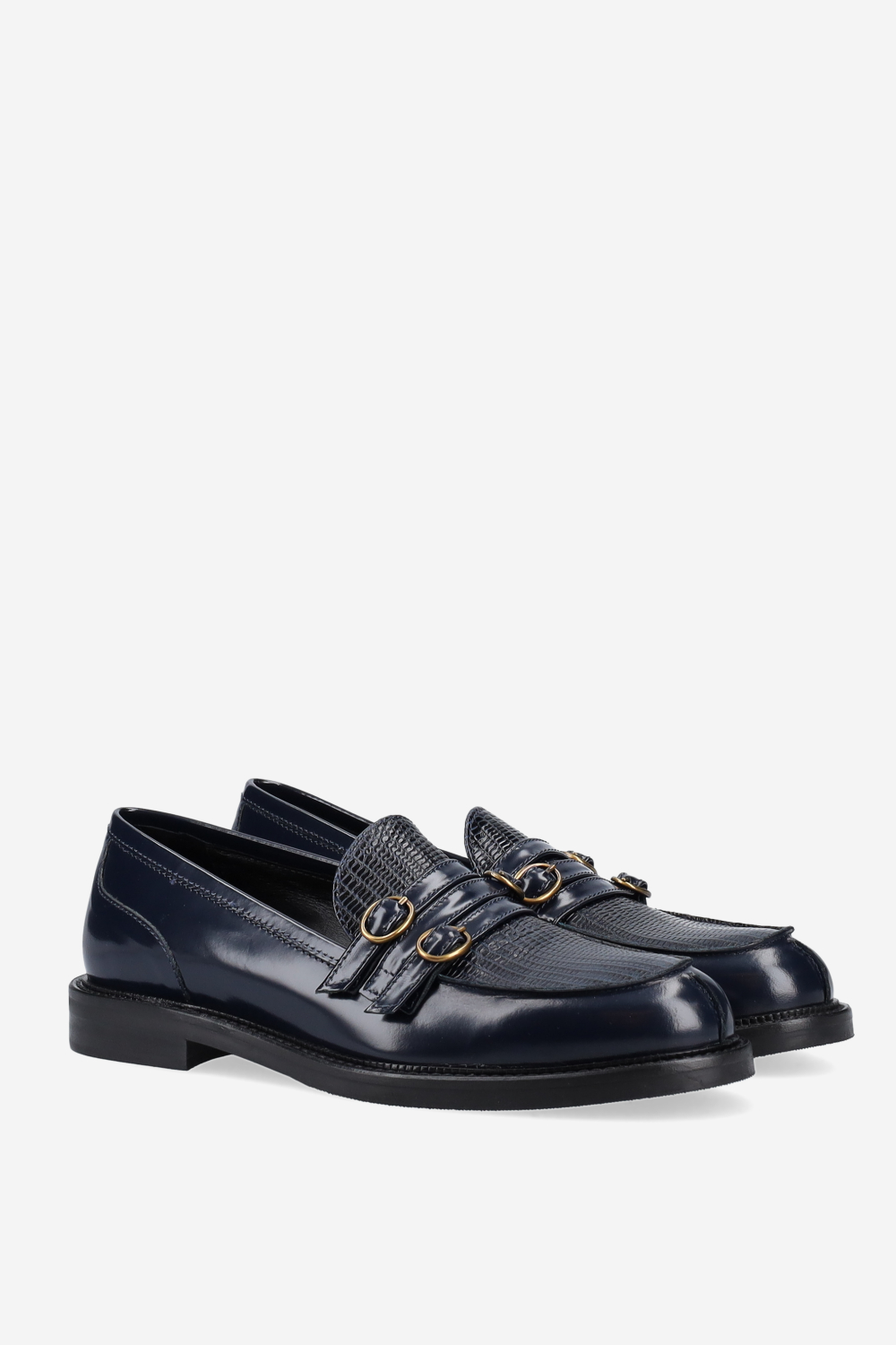 Buckled leather loafers